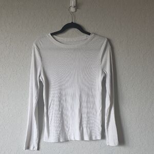 A New Day White Long Sleeve Ribbed Top. Size M